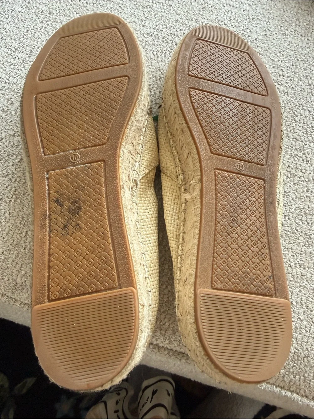 Tory Burch Natural Raffia Espadrille Loafers with Colorful Parrot Appliqués Sz10